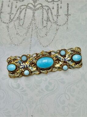 Vintage Glass and Enamel Czech Brooch #cz623